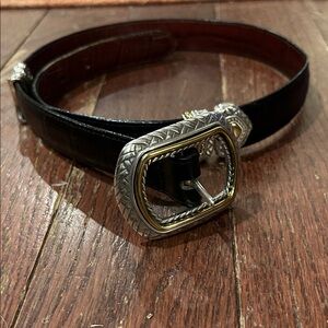 Brighton Black Leather Belt with Silver Buckle